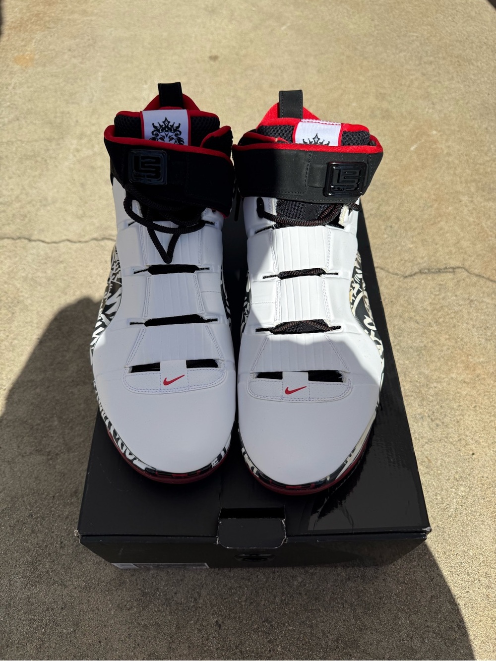 Zoom Kids White and Red High-Top Basketball Sneakers